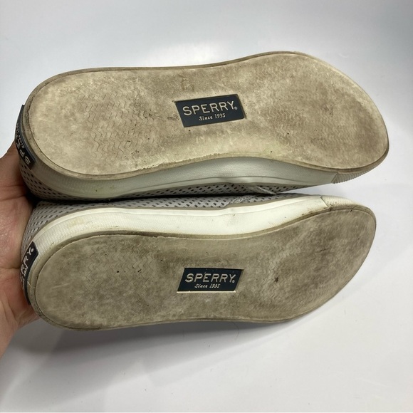 Sperry perforated leather loafers slip on shoes gray size 9 - Picture 7 of 7